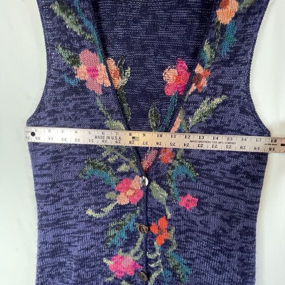 Peruvian Connection Blue Duster Alpaca Blend Cardigan Sweater Womens SIZE MEDIUM - Picture 8 of 13